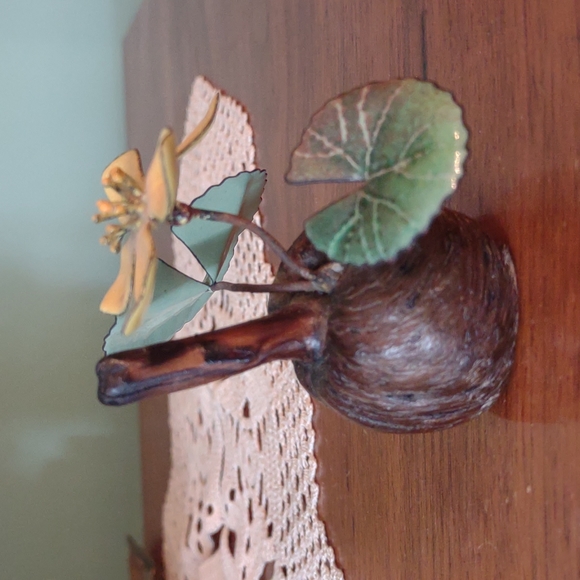 Norman Brumm Enamel Flower on Wooden Burl - Picture 4 of 6